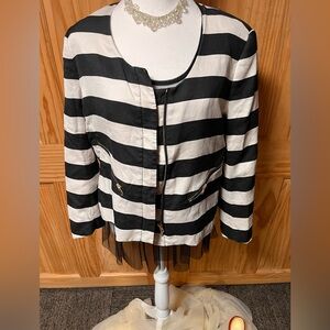 Club Monaco Black and White Striped Suit Jacket